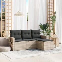vidaXL 4 részes világosszürke polyrattan kerti ülőgarnitúra párnákkal (3252409)