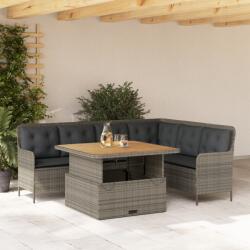 vidaXL 2 részes szürke polyrattan kerti kanapészett párnákkal (3262084)
