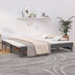 vidaXL szürke tömör fenyőfa kihúzható kanapéágy 2 x (90 x 200) cm (823381)