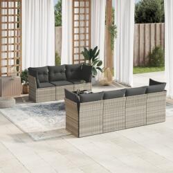 vidaXL 8 részes világosszürke polyrattan kerti ülőgarnitúra párnával (3217282)