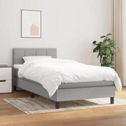 vidaXL világosszürke szövet rugós ágy matraccal 90 x 200 cm (3140025)
