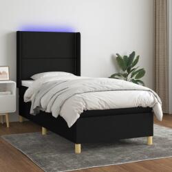 vidaXL fekete szövet rugós és LED-es ágy matraccal 100x200 cm (3138775)