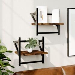 vidaXL 2 db füstös tölgy színű falipolc rúddal 30 x 25 x 30 cm (836235)