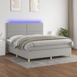 vidaXL világosszürke szövet rugós és LED-es ágy matraccal 160x200 cm (3135373)