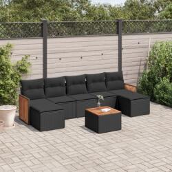 vidaXL 8 részes fekete polyrattan kerti ülőgarnitúra párnákkal (3227917)