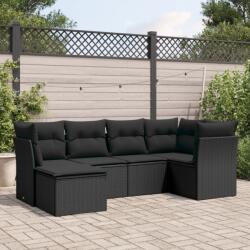 vidaXL 6 részes fekete polyrattan kerti ülőgarnitúra párnákkal (3249784)