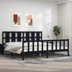 vidaXL fekete tömör fa ágykeret fejtámlával 200 x 200 cm (3192255)