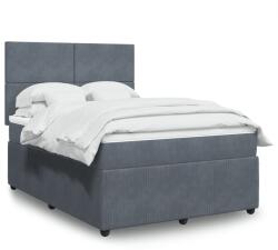vidaXL sötétszürke bársony rugós ágy matraccal 140x190 cm (3292329)