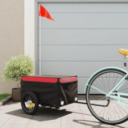 vidaXL fekete-piros vas kerékpár-utánfutó 30 kg (94076) - vidaxl