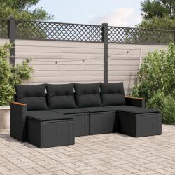 vidaXL 6 részes fekete polyrattan kerti ülőgarnitúra párnákkal (3226216)