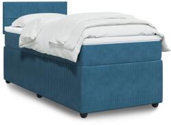 vidaXL Kék bársony rugós ágy matraccal 100 x 200 cm (3289966)