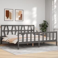 vidaXL szürke tömör fa ágykeret fejtámlával 200 x 200 cm (3192513)