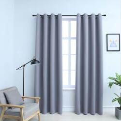 vidaXL 2 db szürke sötétítőfüggöny fémgyűrűkkel 140 x 245 cm (134428)