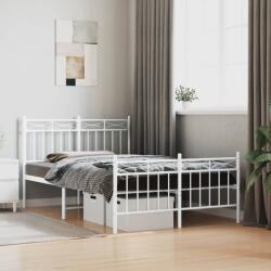 vidaXL fehér fém ágykeret fej- és lábtámlával 120 x 190 cm (373755)