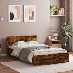 vidaXL füstös tölgy színű ágykeret fejtámlával 135 x 190 cm (3207508)