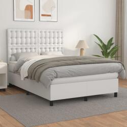 vidaXL fehér műbőr rugós ágy matraccal 140x190 cm (3142840)