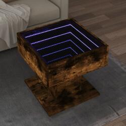 vidaXL füstös tölgy szerelt fa dohányzóasztal LED-del 50 x 50 x 45 cm (847529) - vidaxl