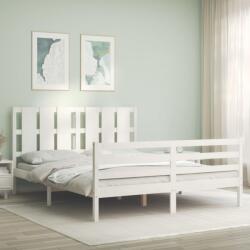 vidaXL fehér tömör fa ágykeret fejtámlával King Size (3194122)