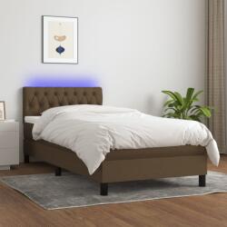 vidaXL barna szövet rugós és LED-es ágy matraccal 100x200 cm (3133376)