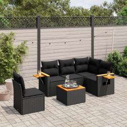 vidaXL 6 részes fekete polyrattan kerti ülőgarnitúra párnákkal (3226818)
