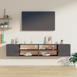 vidaXL 2 db szürke tömör fenyőfa faliszekrény 80 x 30 x 30 cm (818390)