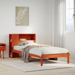 vidaXL barna tömör fenyőfa könyvespolcos ágy matrac nélkül 90 x 200 cm (3321569) - vidaxl