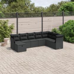 vidaXL 8 részes fekete polyrattan kerti ülőgarnitúra párnákkal (3263271)