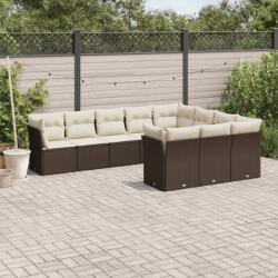 vidaXL 10 részes barna polyrattan kerti ülőgarnitúra párnákkal (3218223)
