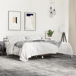 vidaXL barna tölgyszínű szerelt fa és fém ágykeret 180 x 200 cm (3280061)