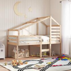 vidaXL tömör fenyőfa magasított ágy tetővel 80 x 200 cm (3281974)