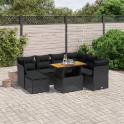 vidaXL 8 részes fekete polyrattan kerti ülőgarnitúra párnákkal (3275491)