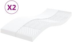 vidaXL 2 db fehér 7 zónás 20 ILD keménységű habmatrac 90 x 200 cm (356363)