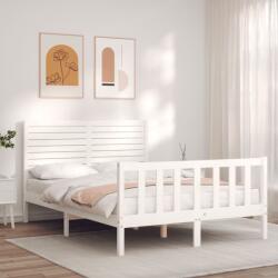 vidaXL fehér tömör fa ágykeret fejtámlával Small Double (3193177)
