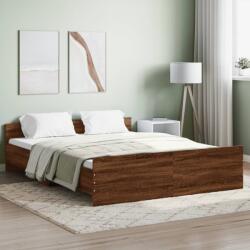 vidaXL barna tölgyszínű fém ágykeret fej- és lábtámlával 140 x 200 cm (3203753)