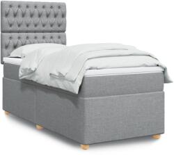 vidaXL világosszürke szövet rugós ágy matraccal 80 x 200 cm (3293414)
