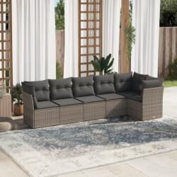 vidaXL 6 részes szürke polyrattan kerti ülőgarnitúra párnákkal (3217660)