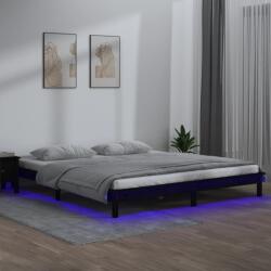 vidaXL fekete tömör fa ágykeret LED-világítással 200 x 200 cm (820630)