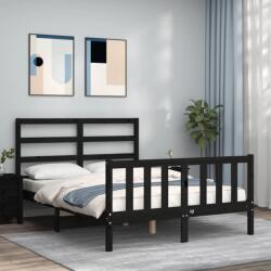 vidaXL fekete tömör fa ágykeret fejtámlával 140 x 190 cm (3191890)