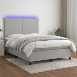 vidaXL világosszürke szövet rugós és LED-es ágy matraccal 140x200 cm (3134717)