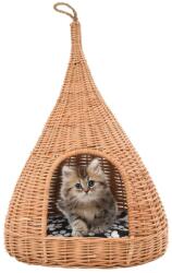 vidaXL természetes fűzfa macskaház párnával és tipi-sátorral 40x60 cm (170777)