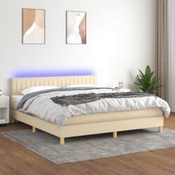 vidaXL krémszínű szövet rugós és LED-es ágy matraccal 160x200 cm (3133890)