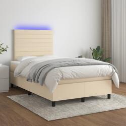 vidaXL krémszínű szövet rugós és LED-es ágy matraccal 120 x 200 cm (3134946)