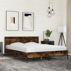 vidaXL füstös tölgy színű szerelt fa és fém ágykeret 150 x 200 cm (3280004)