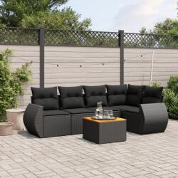 vidaXL 6 részes fekete polyrattan kerti ülőgarnitúra párnákkal (3224991)