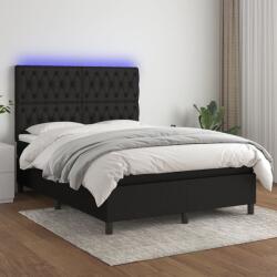 vidaXL fekete szövet rugós és LED-es ágy matraccal 140x200 cm (3135119)