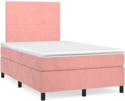 vidaXL rózsaszín bársony rugós és LED-es ágy matraccal 120 x 190 cm (3270304)