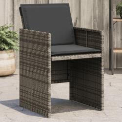 vidaXL 4 db szürke polyrattan kerti szék párnával (4007437)