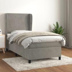 vidaXL világosszürke bársony rugós ágy matraccal 90x190 cm (3129063)