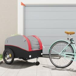 vidaXL fekete-piros vas kerékpár-utánfutó 45 kg (94153) - vidaxl
