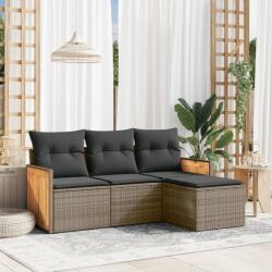 vidaXL 4 részes szürke polyrattan kerti ülőgarnitúra párnákkal (3227586)